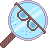 pixel art magnifying glass wearing nerd glasses